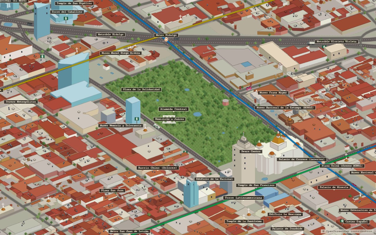 La Alameda Central y Bellas Artes, al poniente del Centro.