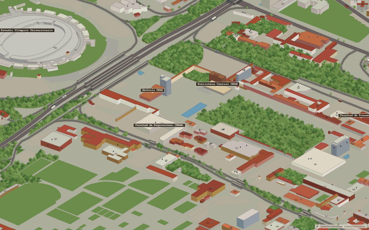Ciudad Universitaria: explanadas, edificios separados y calles curvas sobre la lava.